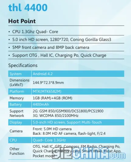 thl 4000 specifications