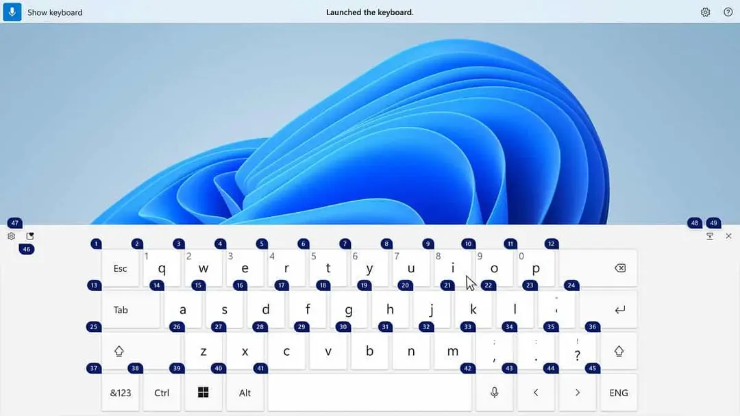 touch keyboard voice access
