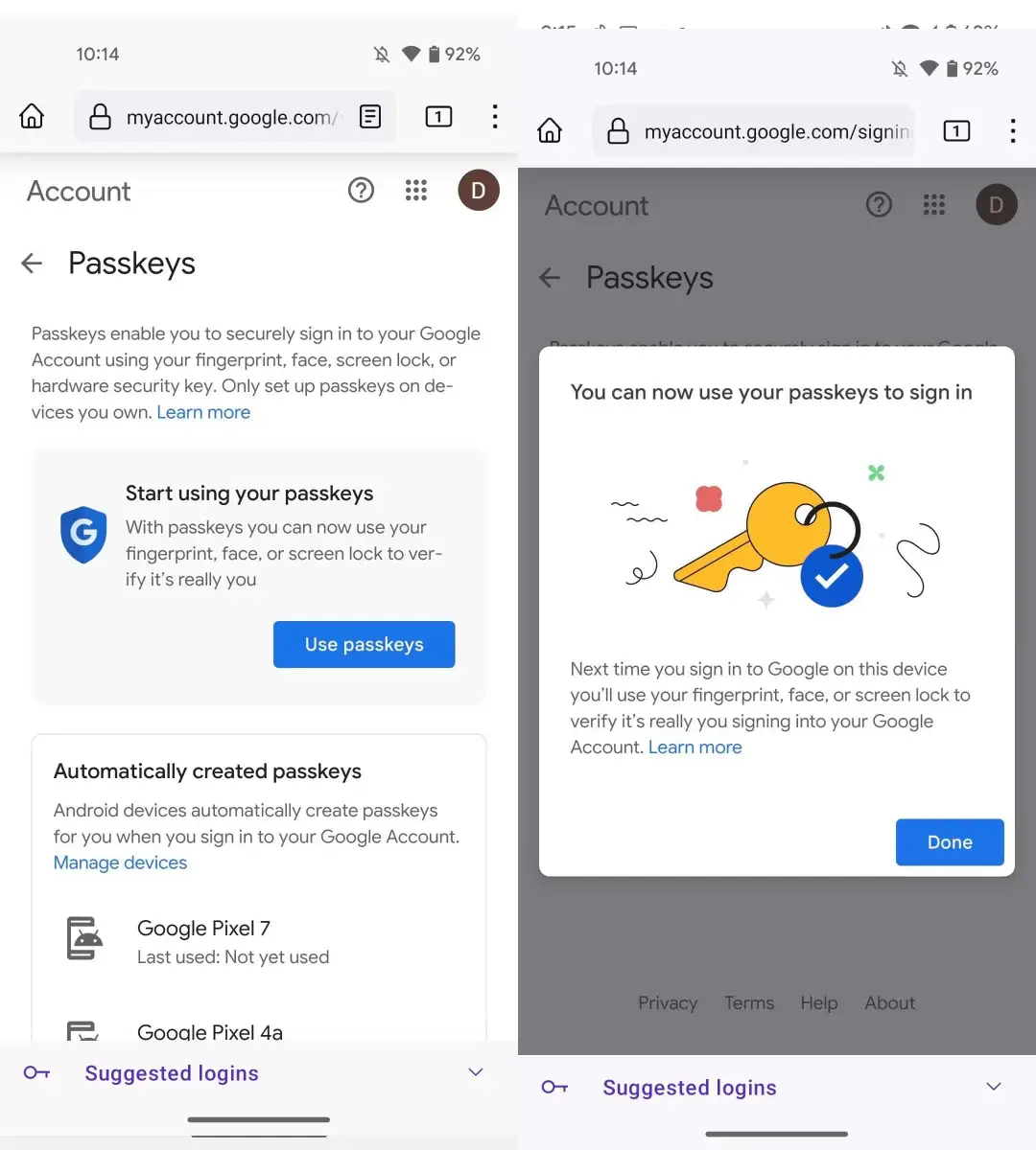 using google passkeys