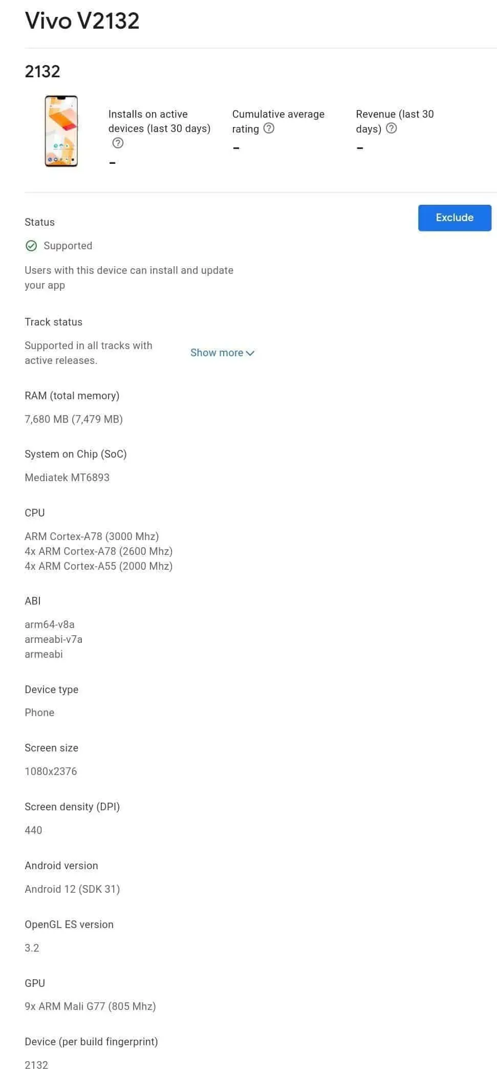 vivo v23 pro v2132 google play cert