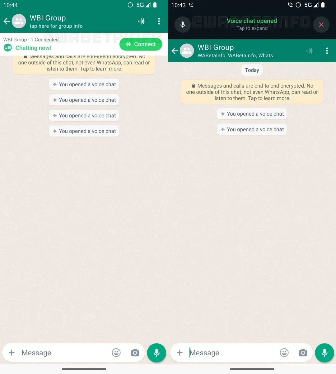 wa audio chat feature group android