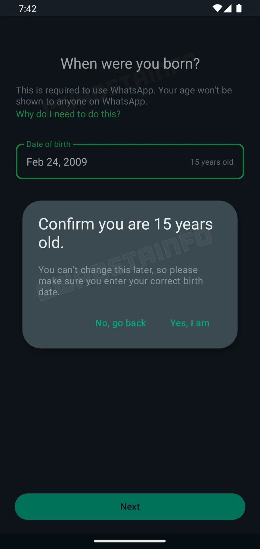 wa birth date feature android