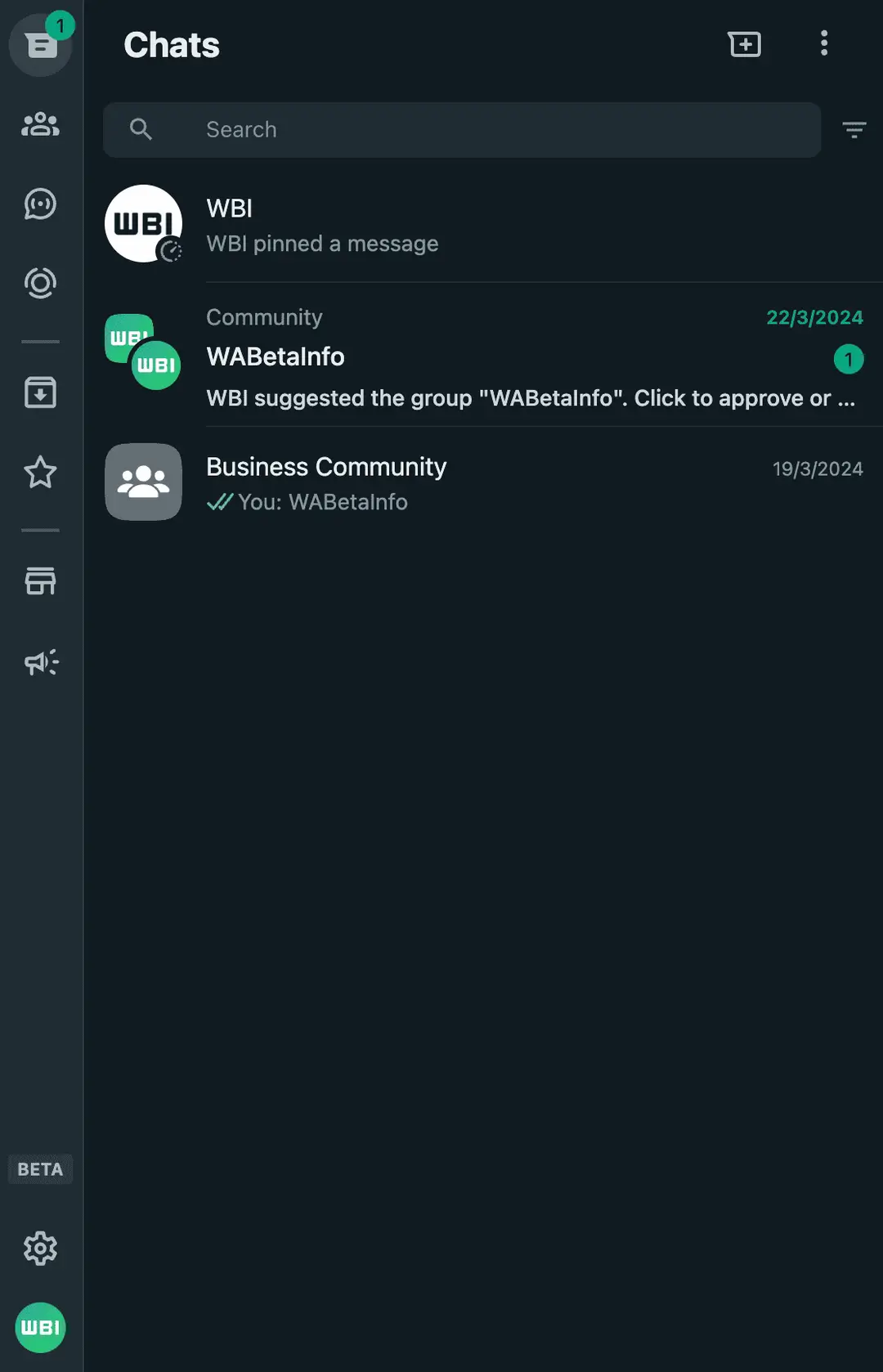 wa new sidebar feature interface web