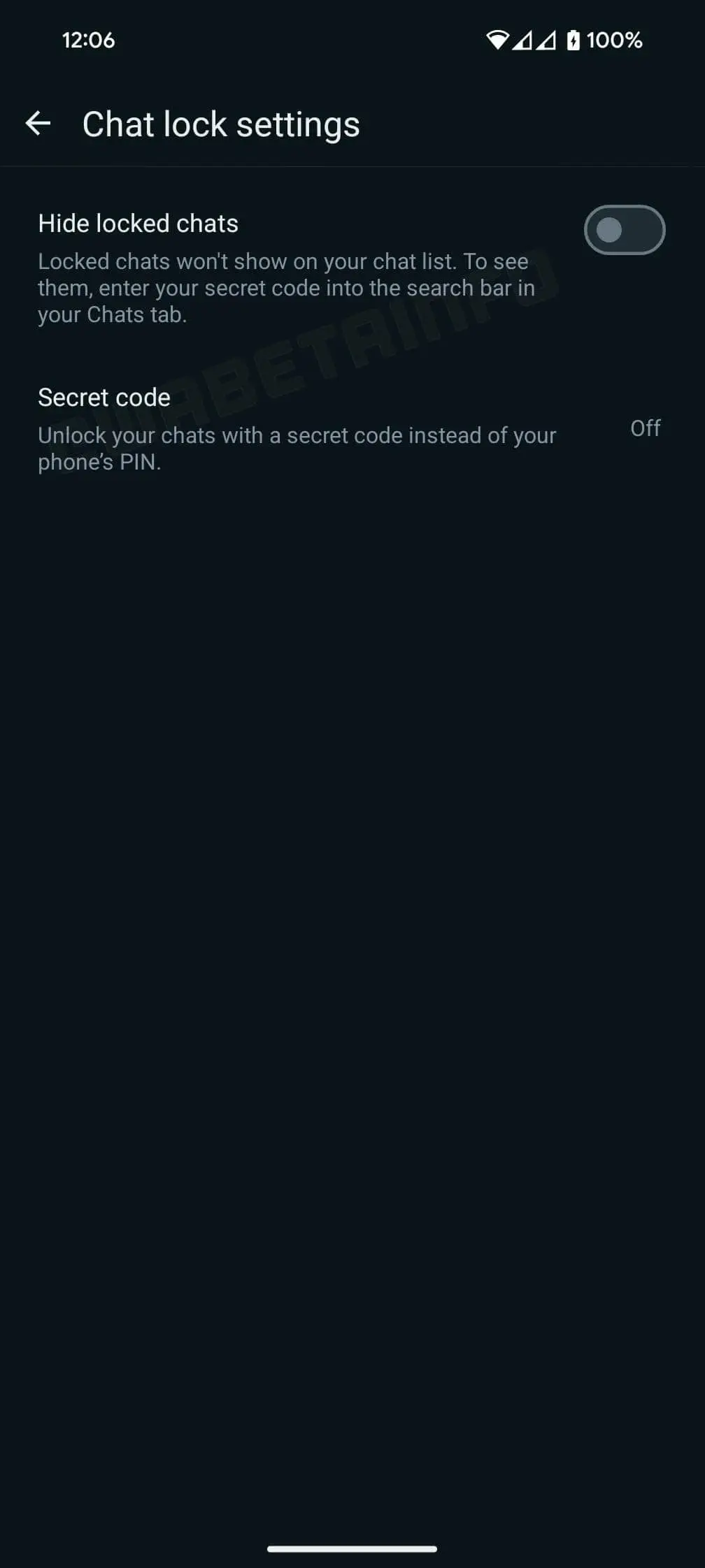 wa secret code hide locked chats feature android
