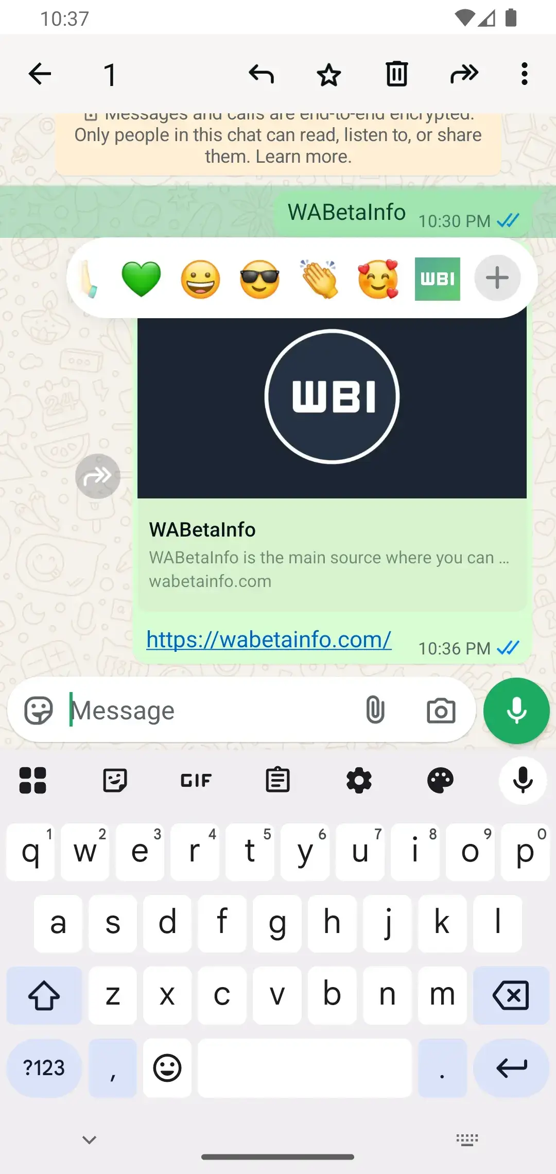 wa sticker reaction tray feature android