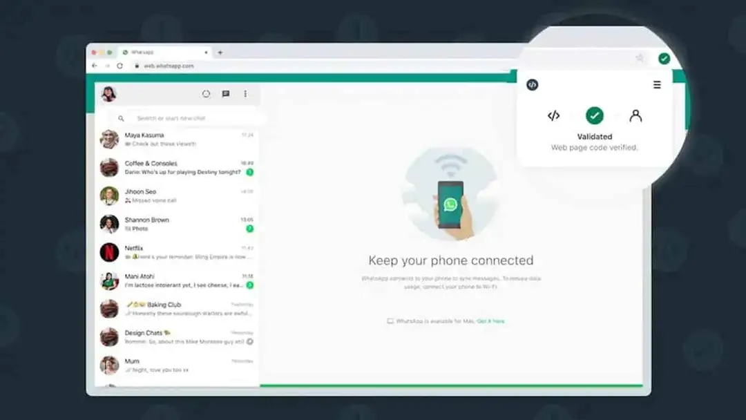 whatsapp code verify browser extension verified