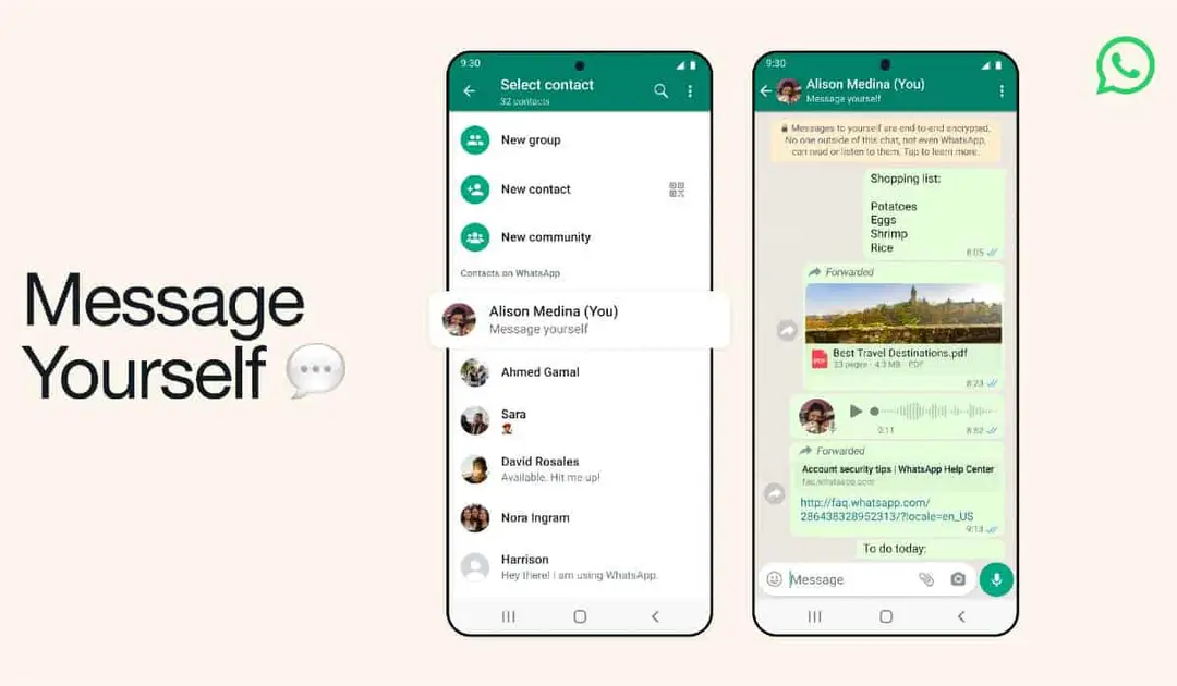 whatsapp message yourself