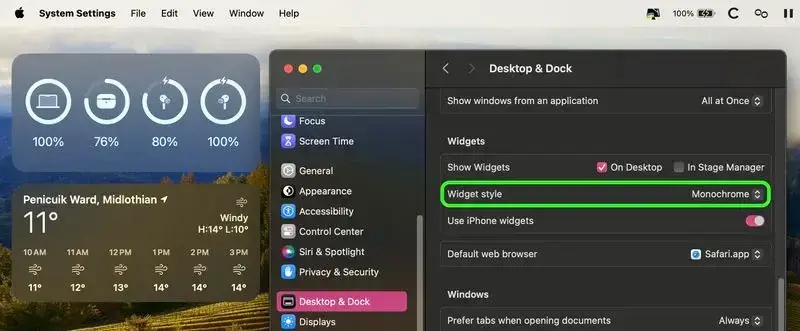 widget color