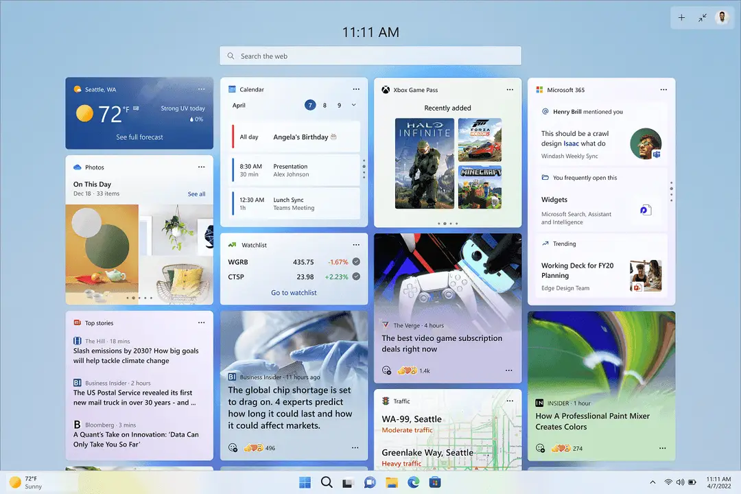 widgets expanded view