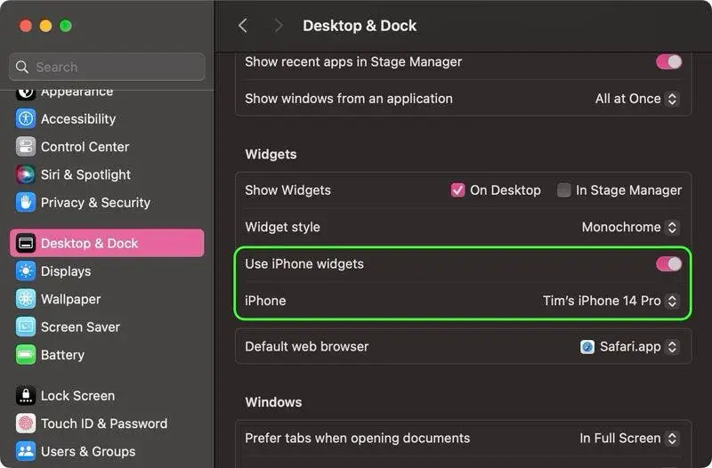 widgets on mac