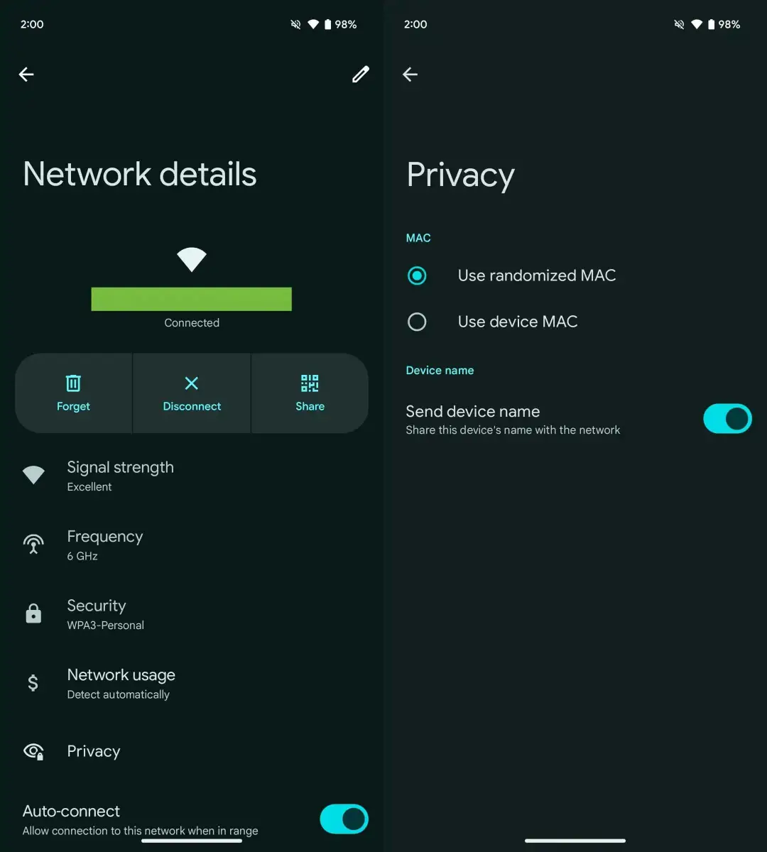 wifi privacy on android 15 beta 1