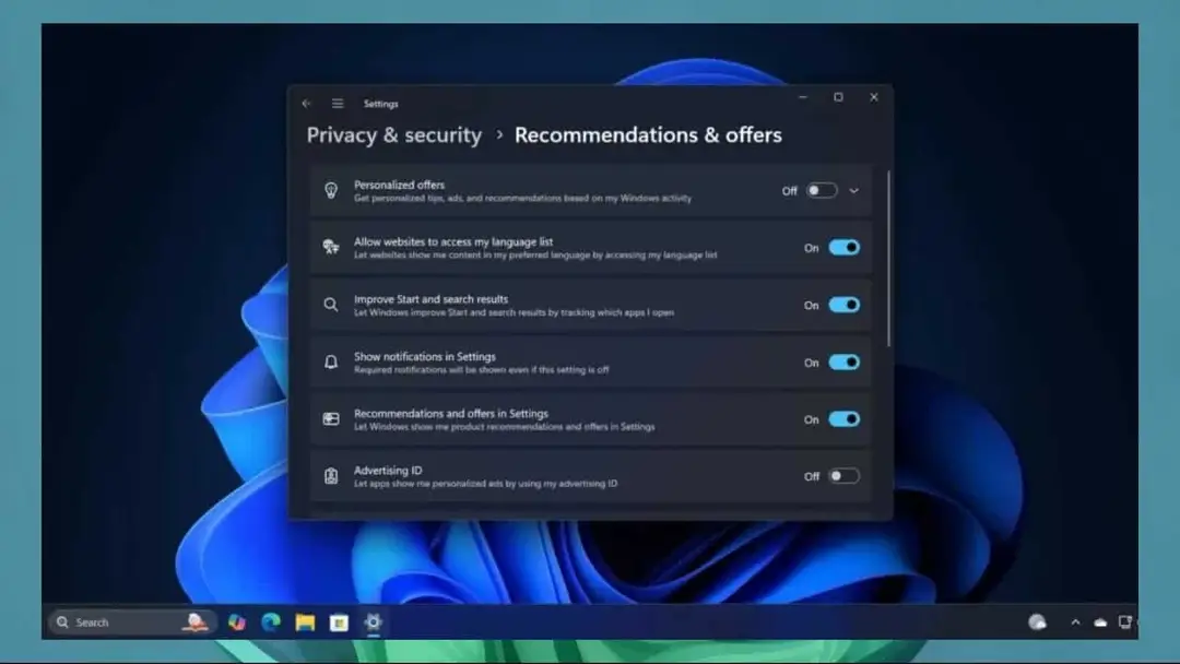 windows 11 ayarlar oneriler ve teklifler