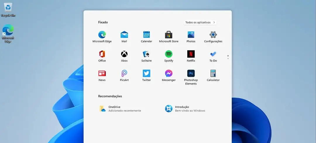 windows 11 menu iniciar chamada