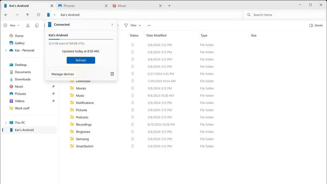 windows android fe example