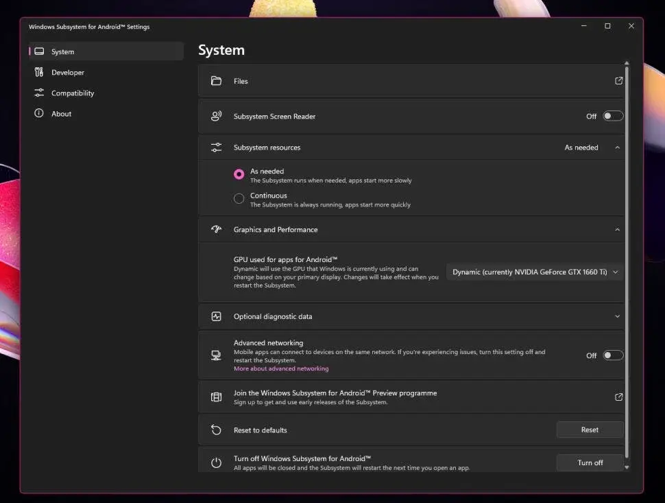 windows subsystem for android app
