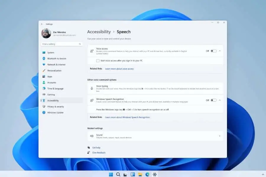 windows voice access settings 1
