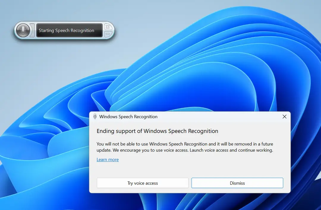 wsr deprecation dialog