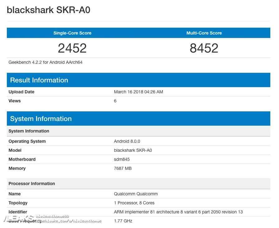 xiaomi blackshark skr a0 geekbench