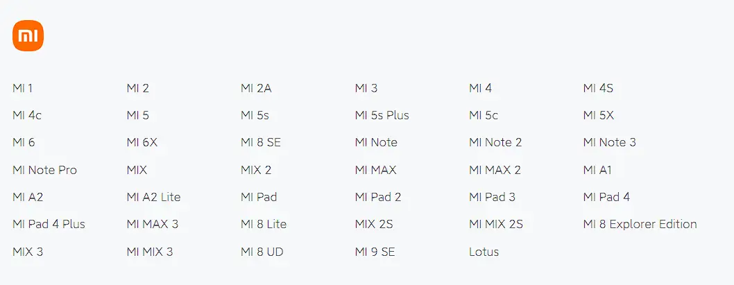 xiaomi end of life devices list 2