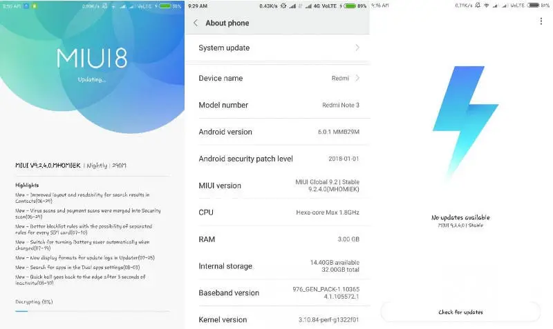 xiaomi redmi note 3 miui 9