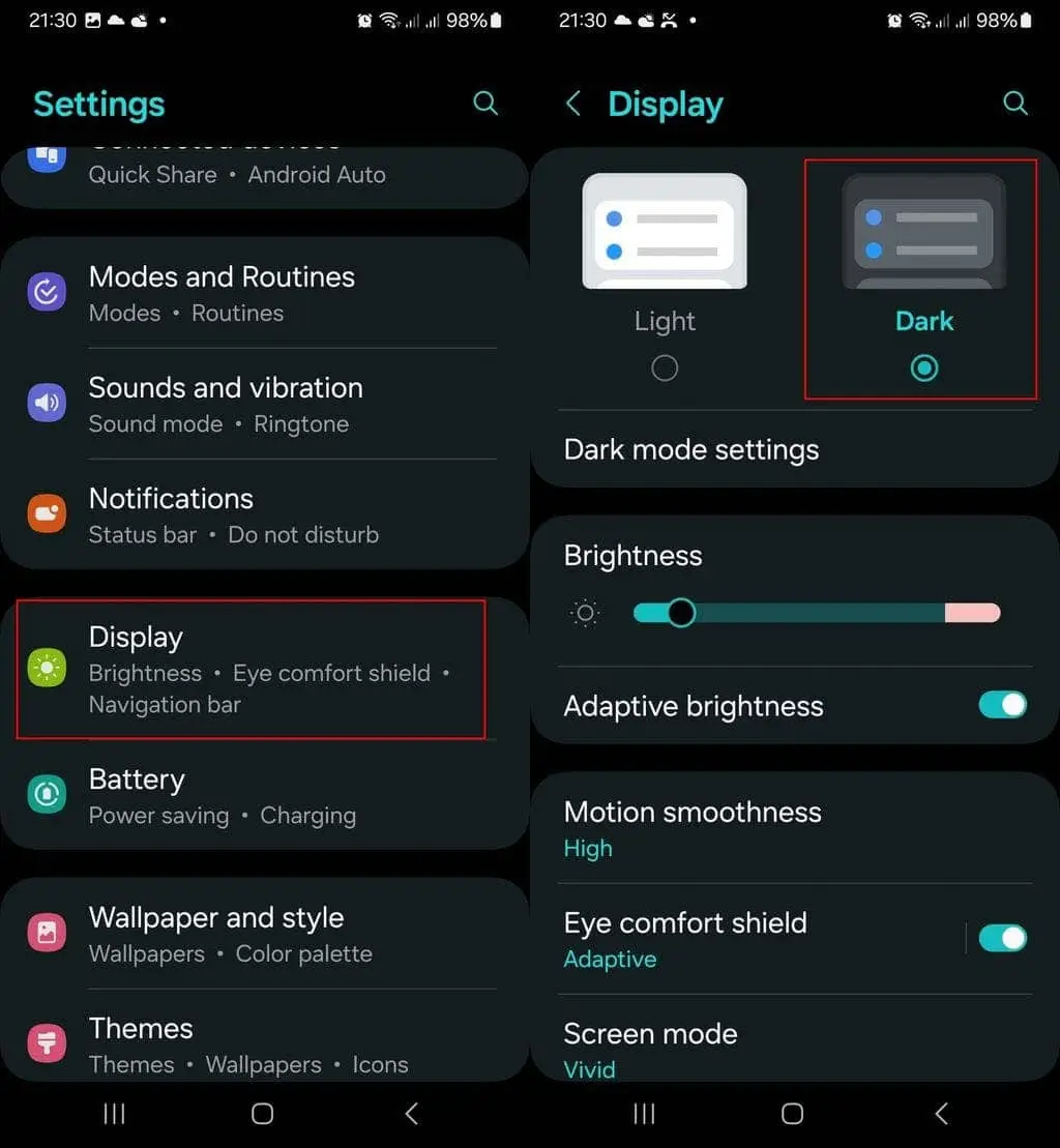 dark mode