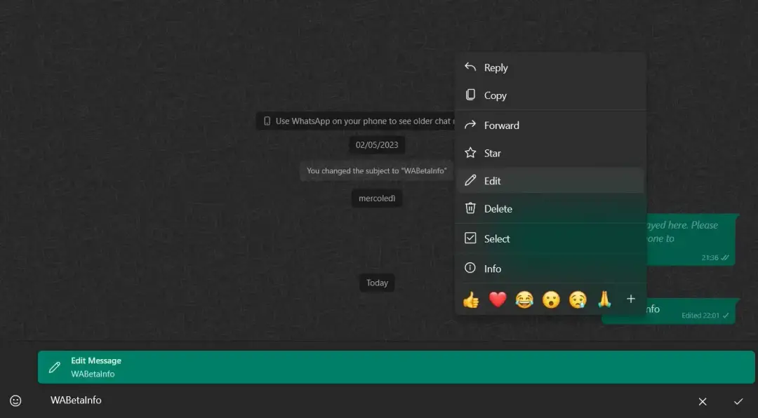edit message
