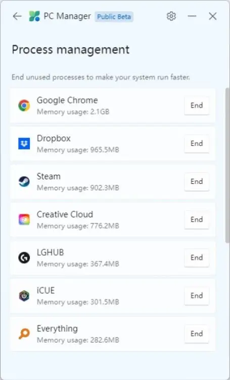 pc manager process manager