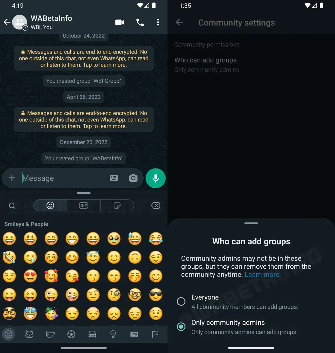 whatsapp keyboard communities