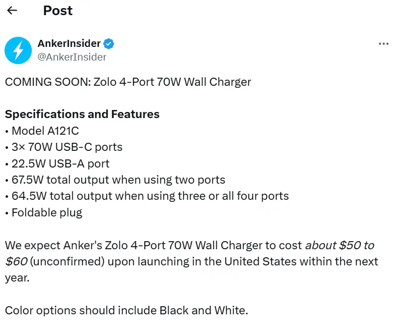 Anker Zolo Charger