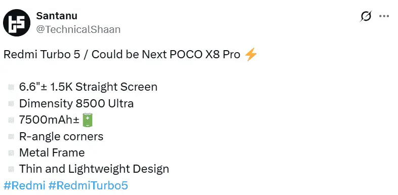 Xiaomi Redmi Turbo 5