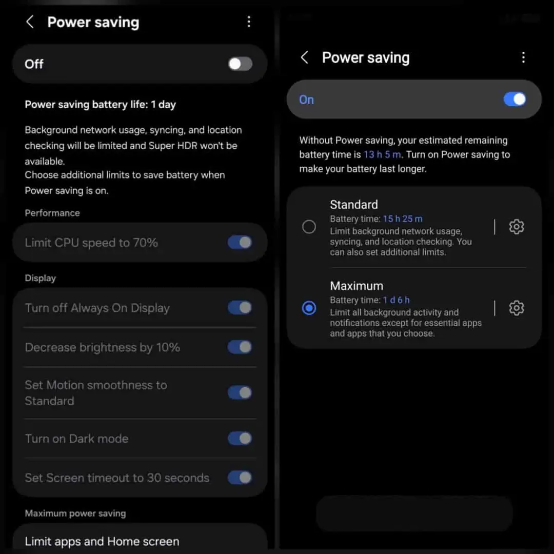 One UI 8.5 power saving