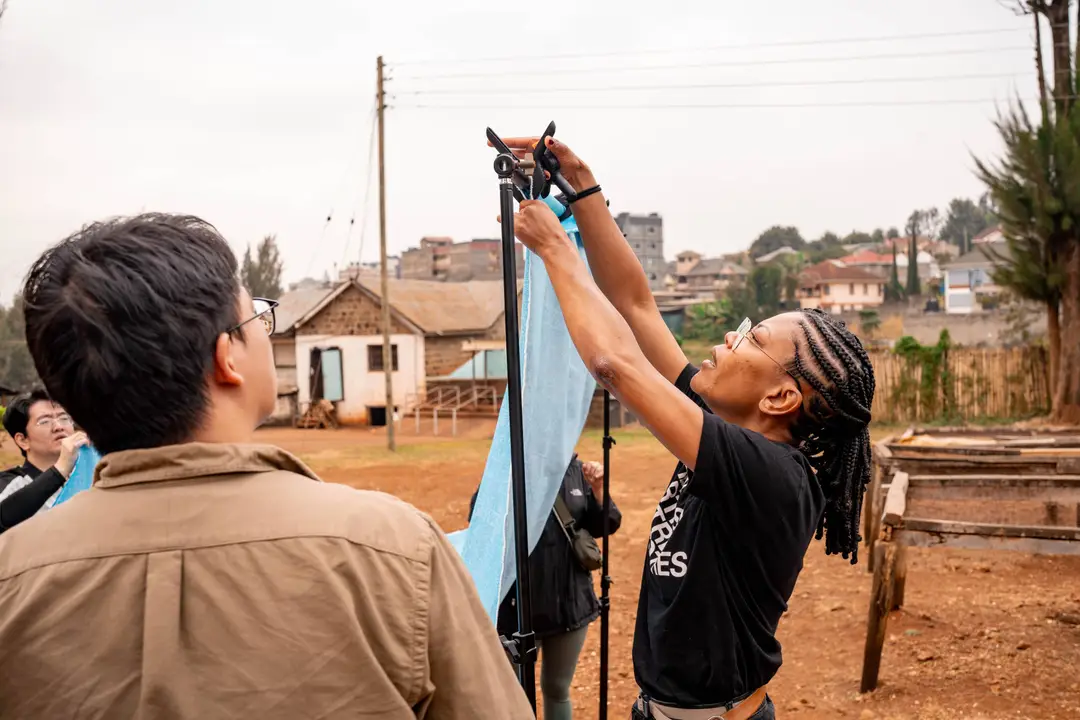 Angélica Dass on the set of 100 Portraits of Becoming