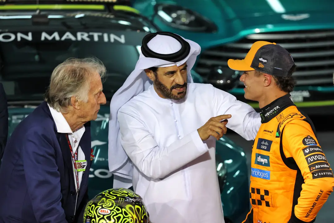 Mohammed Ben Sulayem together with Lando Norris during the Bahrain race weekend.