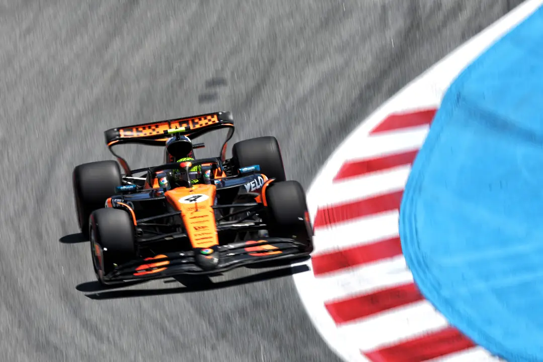 Lando Norris driving the MCL39 in Spain