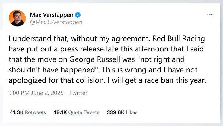Fake tweet Max Verstappen