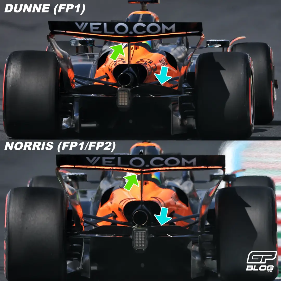 MCL39's two rear wings tested on Friday at the Italian GP&nbsp;