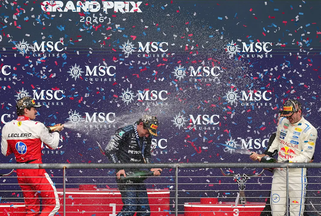 Podium Austin, Verstappen, Leclerc, Antonelli, Red Bull Contentpool