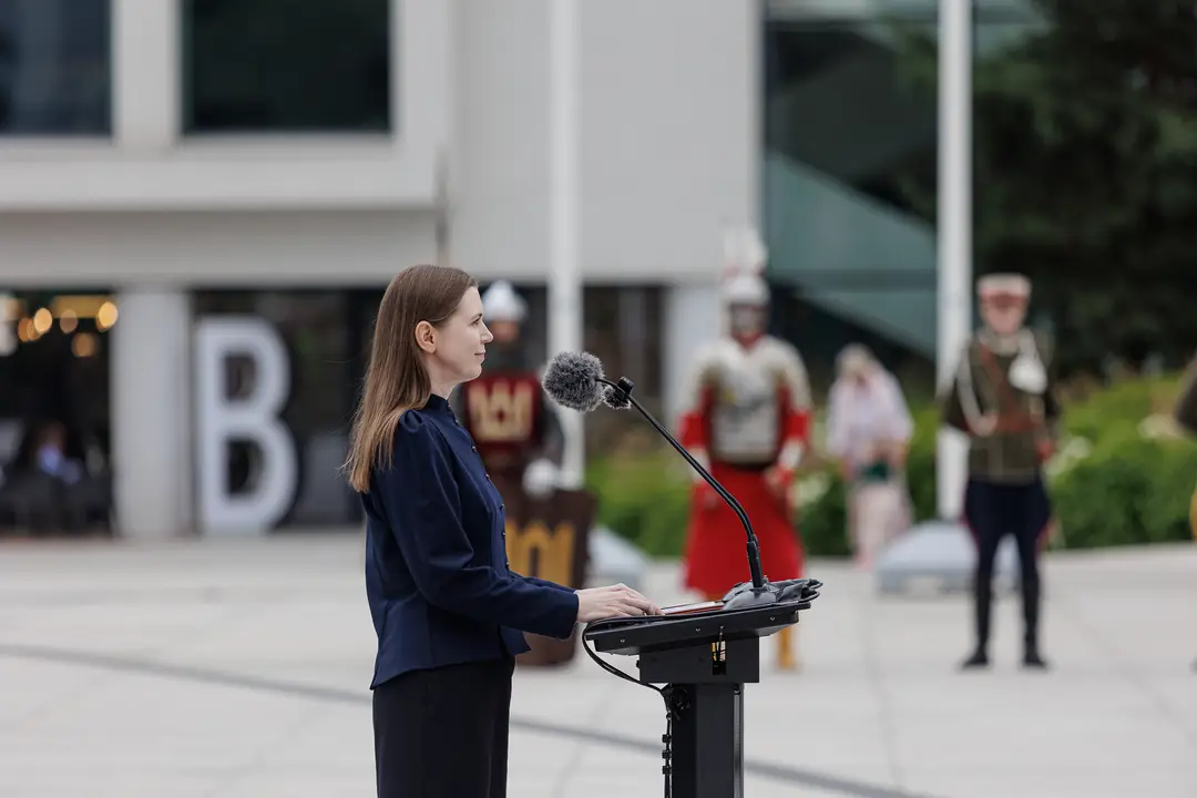 Dovilė Šakalienė, Lietuvos kariuomenės Sausumos pajėgų vadų pasikeitimo ceremonija Vienybės aikštėje / R. Tenio nuotr.