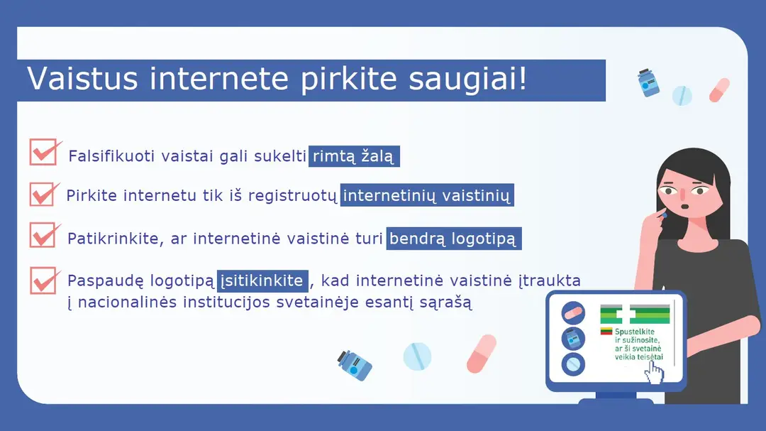 vaistus internete pirkite saugiai