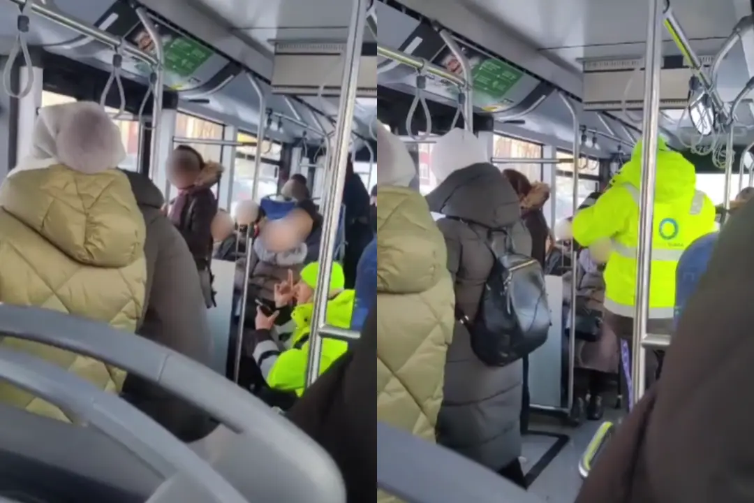 Neadekvatus pilietis viešajame transporte / stop kadro nuotr. / „Kas vyksta Kaune“ montažas