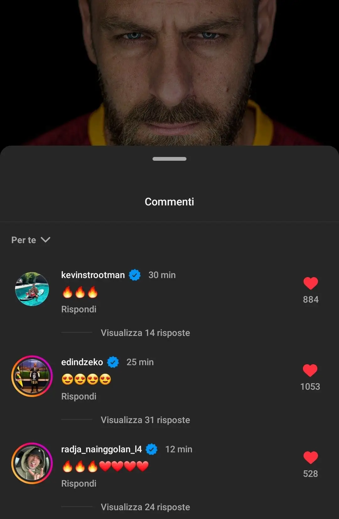 instagram strootman nainggolan dzeko de rossi