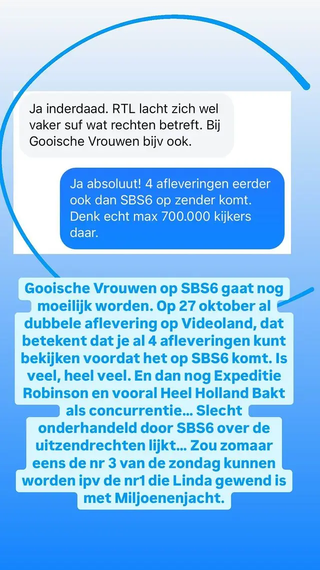 linda de mol krijgt problemen en gooische vrouwen is slecht onderhandeld