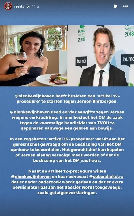 nienke wijnhoven zet artikel 12 procedure in tegen jeroen rietbergen