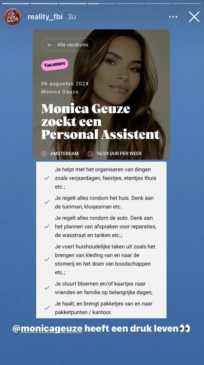 vacature personal assistant van monica geuze