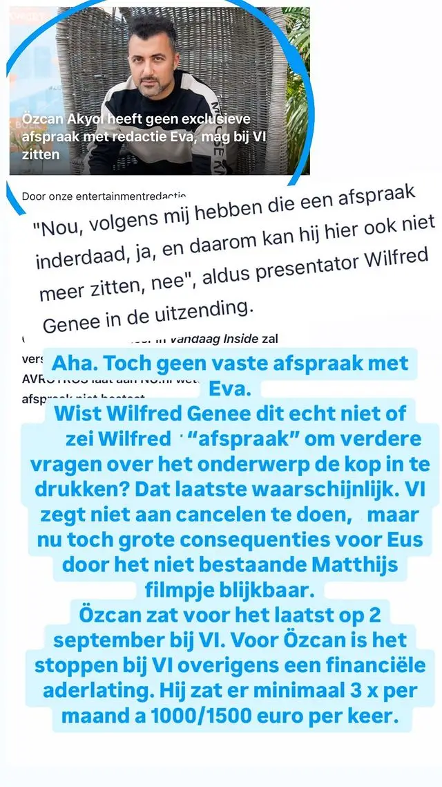 waarom is ozcan akyol niet meer te zien bij vandaag inside