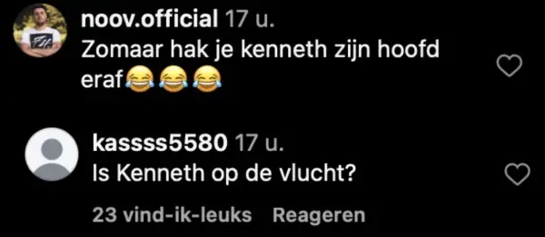 Reacties onder Jada Anna post