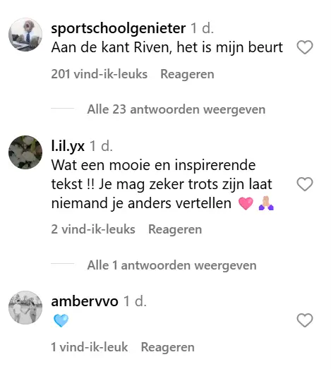REacties op de post van Myron