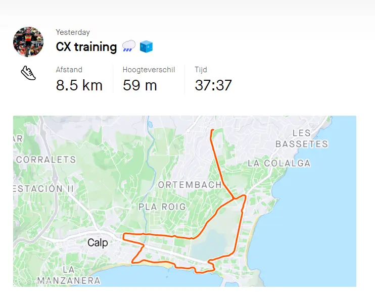 Strava Karte Rundkurs Evenepoel CX Spanien<br>