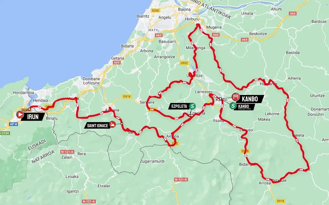 Karte Itzulia Baskenland 2024 Etappe 2&nbsp;