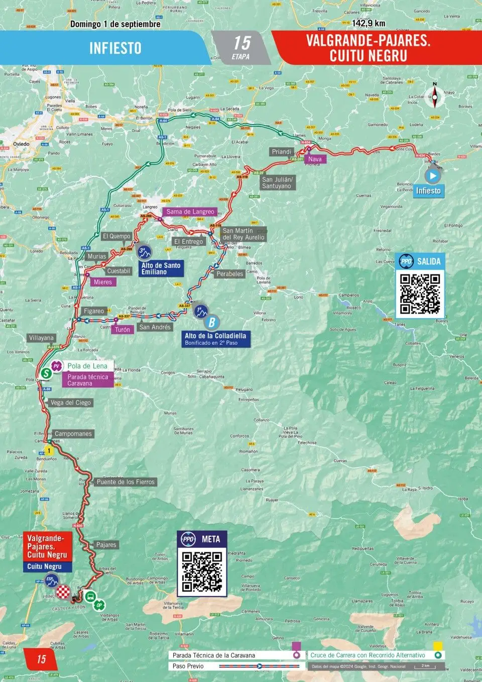 Karte Vuelta a España 2024 Etappe 15&nbsp;